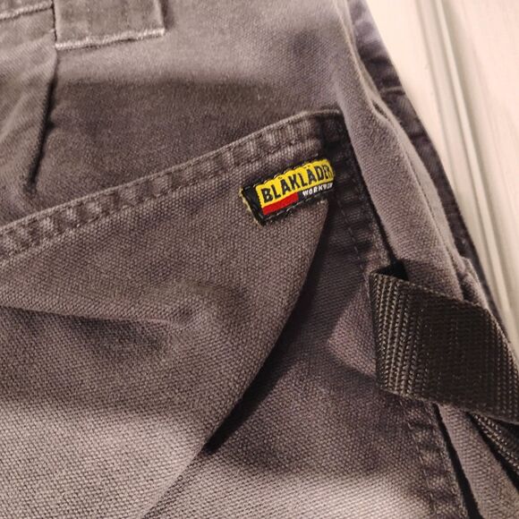 Blaklader pants mens 36x34 gray canvas double knee carpenter utility work - Picture 3 of 9